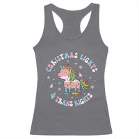 Christmas Lights And Trans Rights Racerback Tank Top Magical Unicorn Pride - Wonder Print Shop