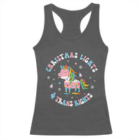 Christmas Lights And Trans Rights Racerback Tank Top Magical Unicorn Pride - Wonder Print Shop