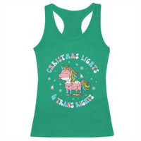 Christmas Lights And Trans Rights Racerback Tank Top Magical Unicorn Pride - Wonder Print Shop
