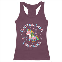 Christmas Lights And Trans Rights Racerback Tank Top Magical Unicorn Pride - Wonder Print Shop