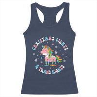 Christmas Lights And Trans Rights Racerback Tank Top Magical Unicorn Pride - Wonder Print Shop