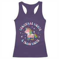 Christmas Lights And Trans Rights Racerback Tank Top Magical Unicorn Pride - Wonder Print Shop