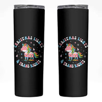 Christmas Lights And Trans Rights Skinny Tumbler Magical Unicorn Pride - Wonder Print Shop