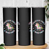 Christmas Lights And Trans Rights Skinny Tumbler Magical Unicorn Pride - Wonder Print Shop