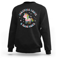 Christmas Lights And Trans Rights Sweatshirt Magical Unicorn Pride - Wonder Print Shop