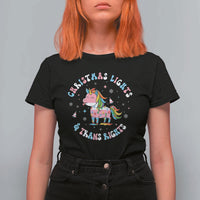 Christmas Lights And Trans Rights T Shirt For Women Magical Unicorn Pride - Wonder Print Shop