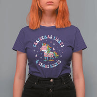 Christmas Lights And Trans Rights T Shirt For Women Magical Unicorn Pride - Wonder Print Shop