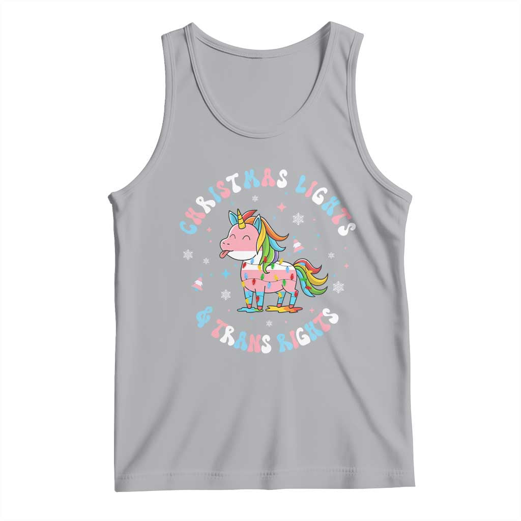 Christmas Lights And Trans Rights Tank Top Magical Unicorn Pride - Wonder Print Shop