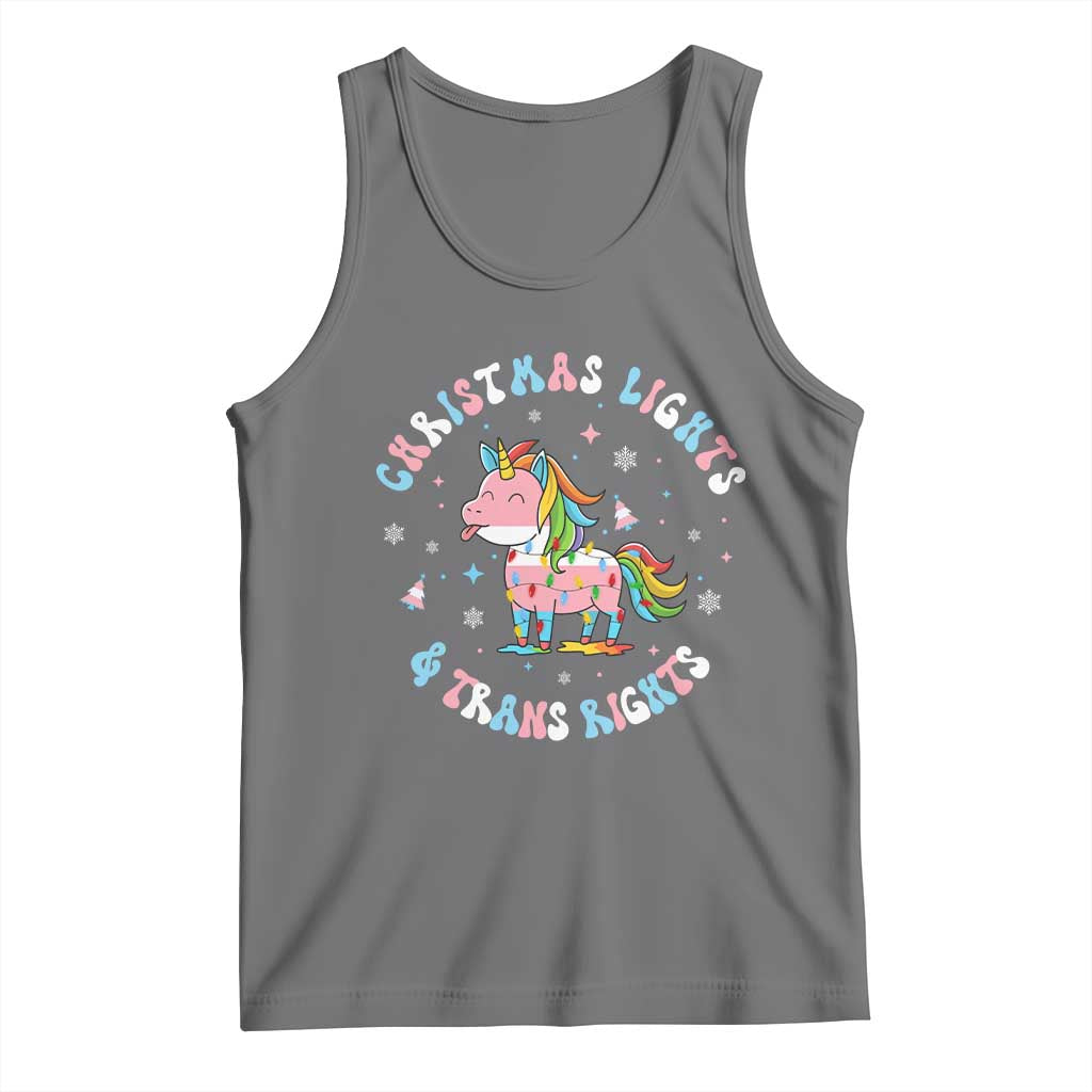 Christmas Lights And Trans Rights Tank Top Magical Unicorn Pride - Wonder Print Shop