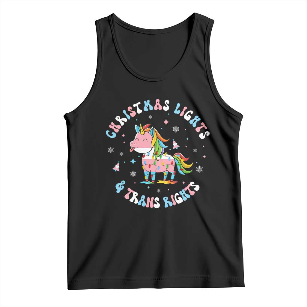 Christmas Lights And Trans Rights Tank Top Magical Unicorn Pride - Wonder Print Shop