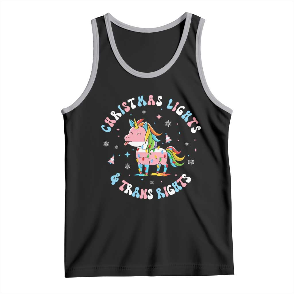 Christmas Lights And Trans Rights Tank Top Magical Unicorn Pride - Wonder Print Shop