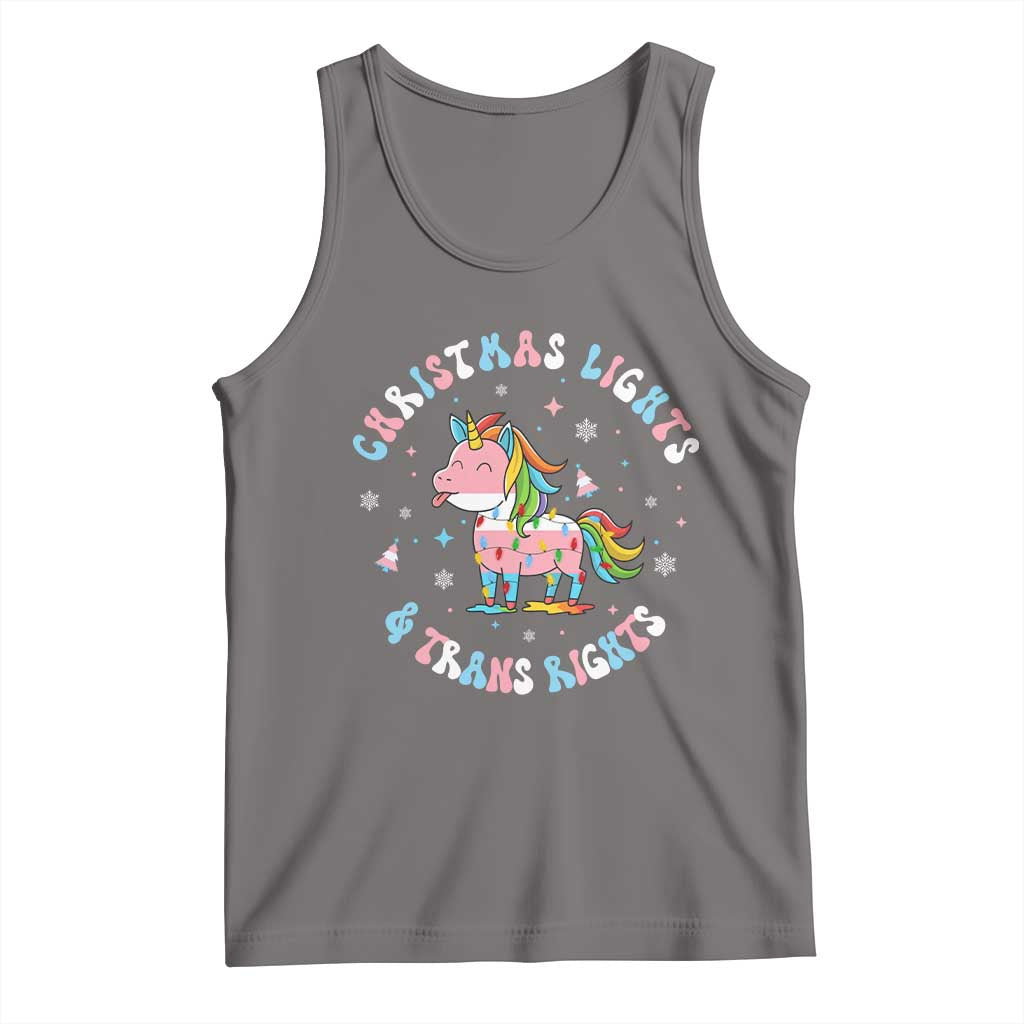 Christmas Lights And Trans Rights Tank Top Magical Unicorn Pride - Wonder Print Shop