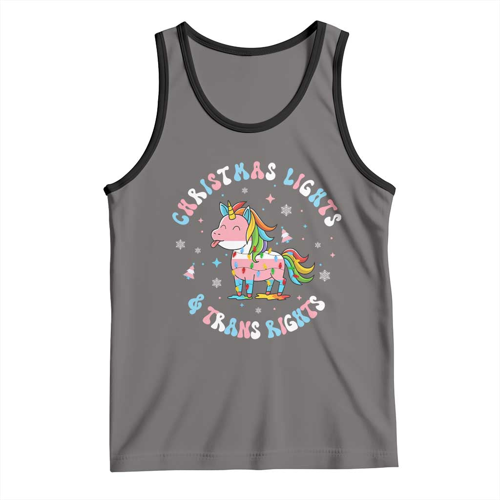 Christmas Lights And Trans Rights Tank Top Magical Unicorn Pride - Wonder Print Shop