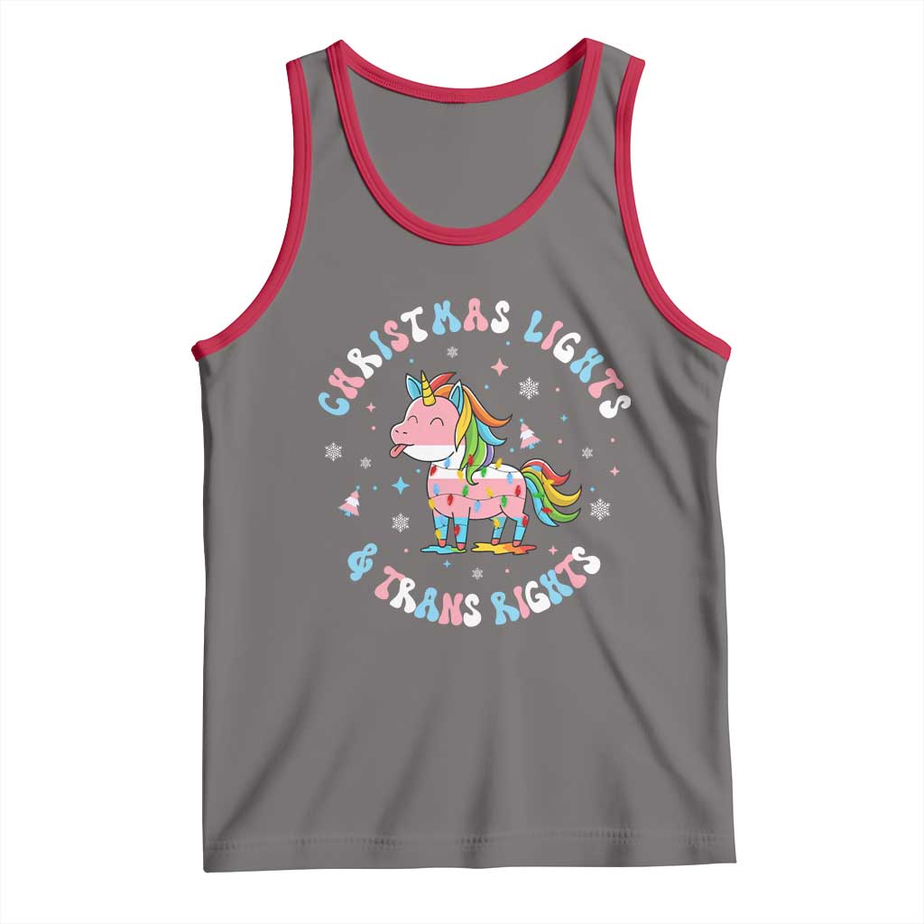 Christmas Lights And Trans Rights Tank Top Magical Unicorn Pride - Wonder Print Shop
