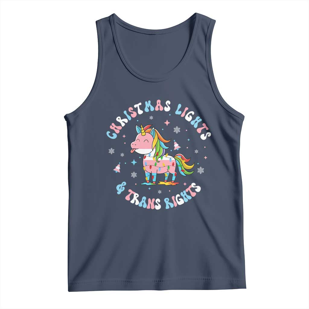 Christmas Lights And Trans Rights Tank Top Magical Unicorn Pride - Wonder Print Shop