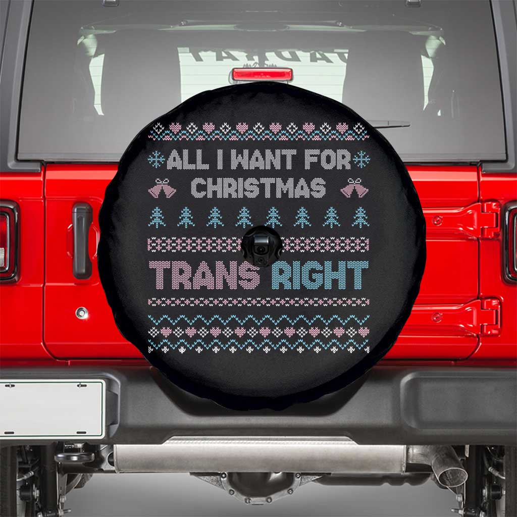 Trans Pride Ugly Xmas Spare Tire Cover All I Want For Christmas Is Trans Rights - Wonder Print Shop