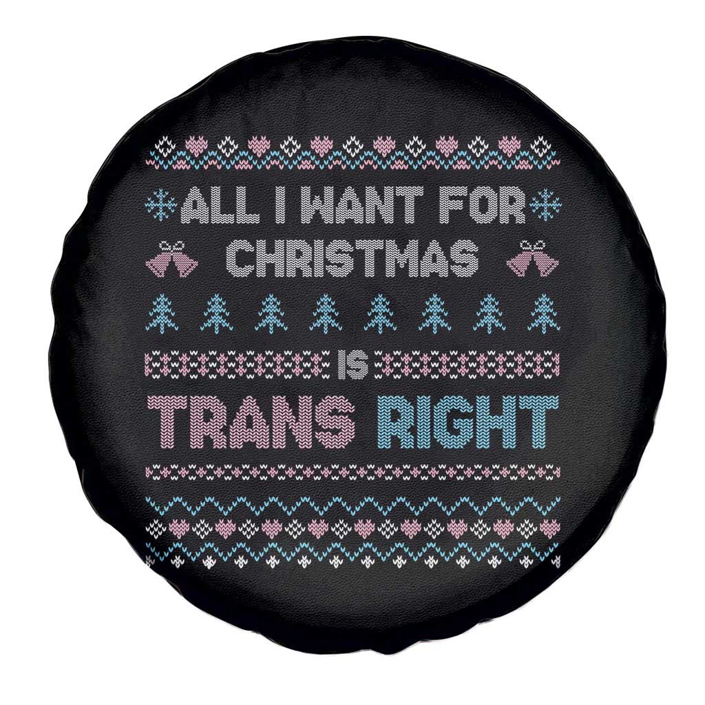 Trans Pride Ugly Xmas Spare Tire Cover All I Want For Christmas Is Trans Rights - Wonder Print Shop