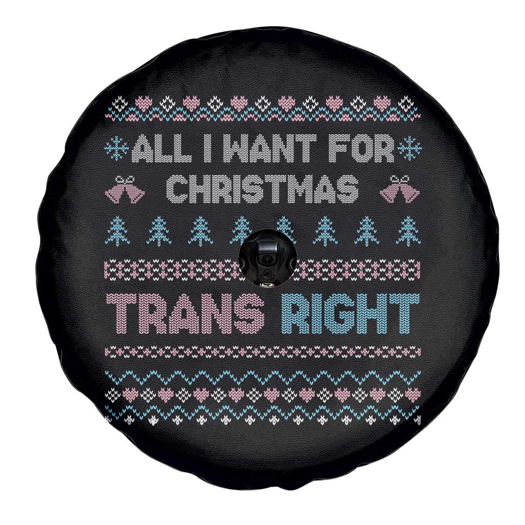 Trans Pride Ugly Xmas Spare Tire Cover All I Want For Christmas Is Trans Rights - Wonder Print Shop