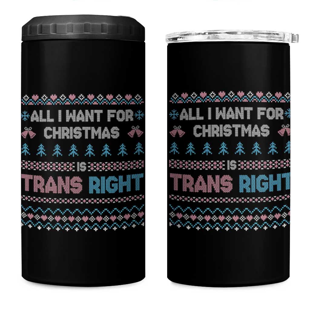 Trans Pride Ugly Xmas 4 in 1 Can Cooler Tumbler All I Want For Christmas Is Trans Rights - Wonder Print Shop