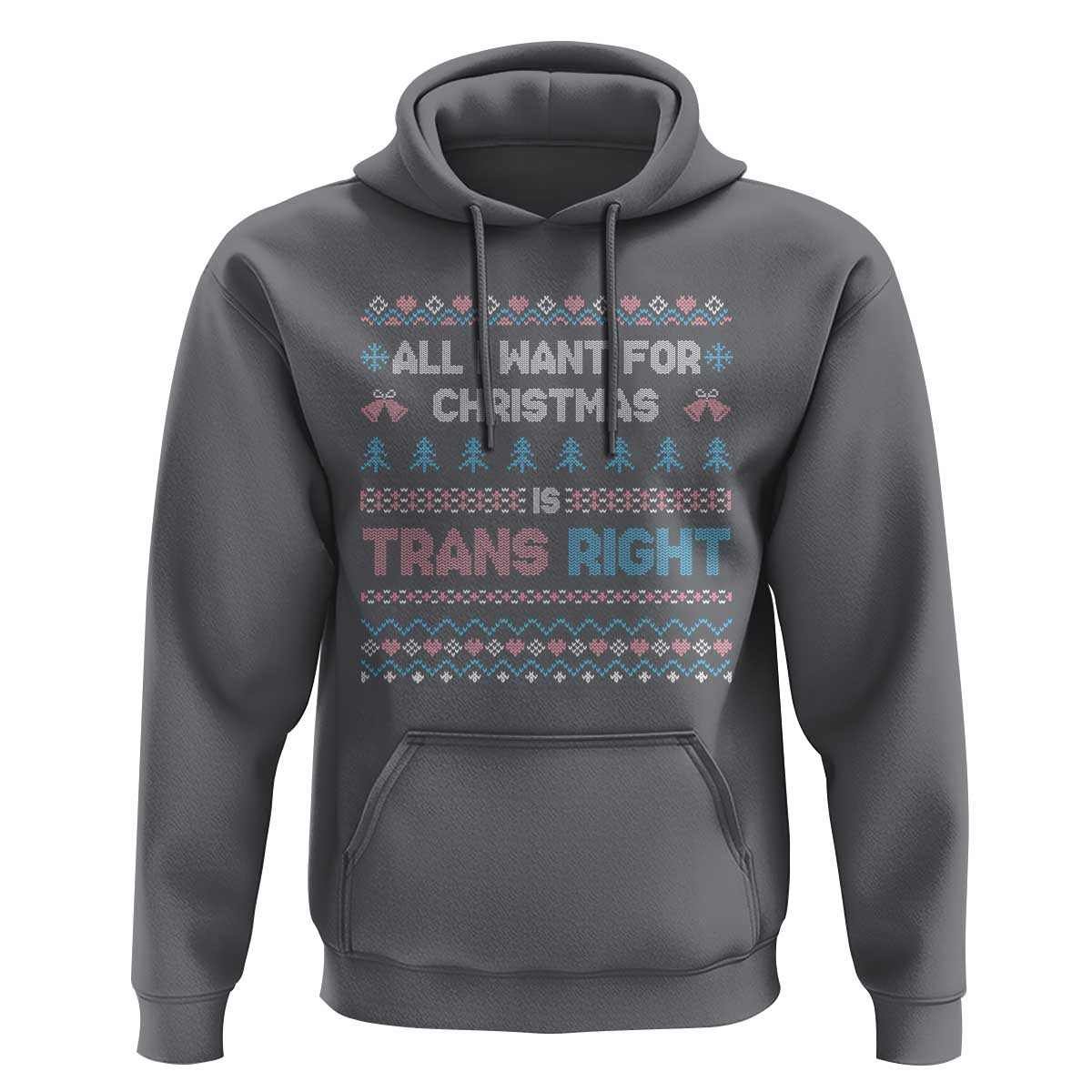 Trans Pride Ugly Xmas Hoodie All I Want For Christmas Is Trans Rights - Wonder Print Shop
