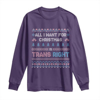 Trans Pride Ugly Xmas Long Sleeve Shirt All I Want For Christmas Is Trans Rights - Wonder Print Shop