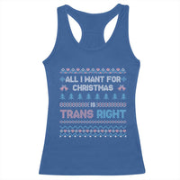 Trans Pride Ugly Xmas Racerback Tank Top All I Want For Christmas Is Trans Rights - Wonder Print Shop