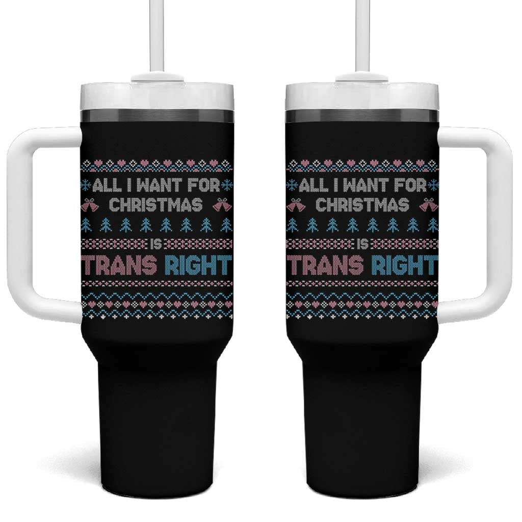 Trans Pride Ugly Xmas Tumbler With Handle All I Want For Christmas Is Trans Rights - Wonder Print Shop