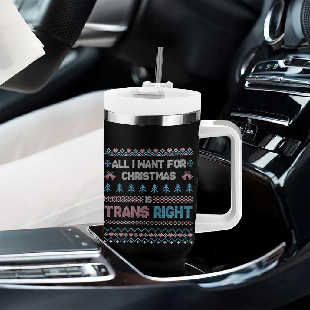 Trans Pride Ugly Xmas Tumbler With Handle All I Want For Christmas Is Trans Rights - Wonder Print Shop