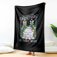 Funny Santa Cat Trans Pride Throw Blanket All I Want For Christmas Is Trans Rights - Wonder Print Shop