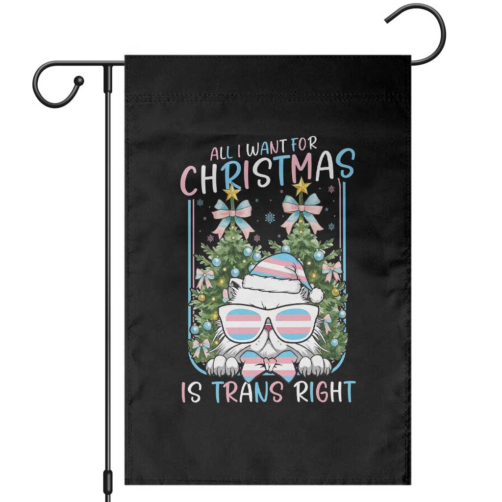 Funny Santa Cat Trans Pride Garden Flag All I Want For Christmas Is Trans Rights - Wonder Print Shop