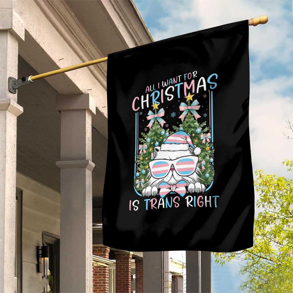 Funny Santa Cat Trans Pride Garden Flag All I Want For Christmas Is Trans Rights - Wonder Print Shop