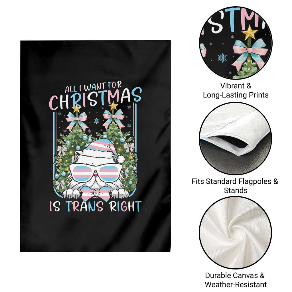 Funny Santa Cat Trans Pride Garden Flag All I Want For Christmas Is Trans Rights - Wonder Print Shop
