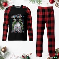 Funny Santa Cat Trans Pride Plaid Pajama Set All I Want For Christmas Is Trans Rights - Wonder Print Shop