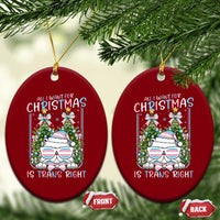Funny Santa Cat Trans Pride Ceramic Ornament All I Want For Christmas Is Trans Rights - Wonder Print Shop