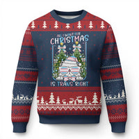 Funny Santa Cat Trans Pride Ugly Christmas Sweater All I Want For Xmas Is Trans Rights - Wonder Print Shop
