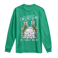 Funny Santa Cat Trans Pride Long Sleeve Shirt All I Want For Christmas Is Trans Rights - Wonder Print Shop