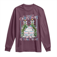 Funny Santa Cat Trans Pride Long Sleeve Shirt All I Want For Christmas Is Trans Rights - Wonder Print Shop