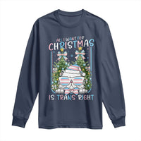 Funny Santa Cat Trans Pride Long Sleeve Shirt All I Want For Christmas Is Trans Rights - Wonder Print Shop