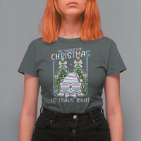 Funny Santa Cat Trans Pride T Shirt For Women All I Want For Christmas Is Trans Rights - Wonder Print Shop