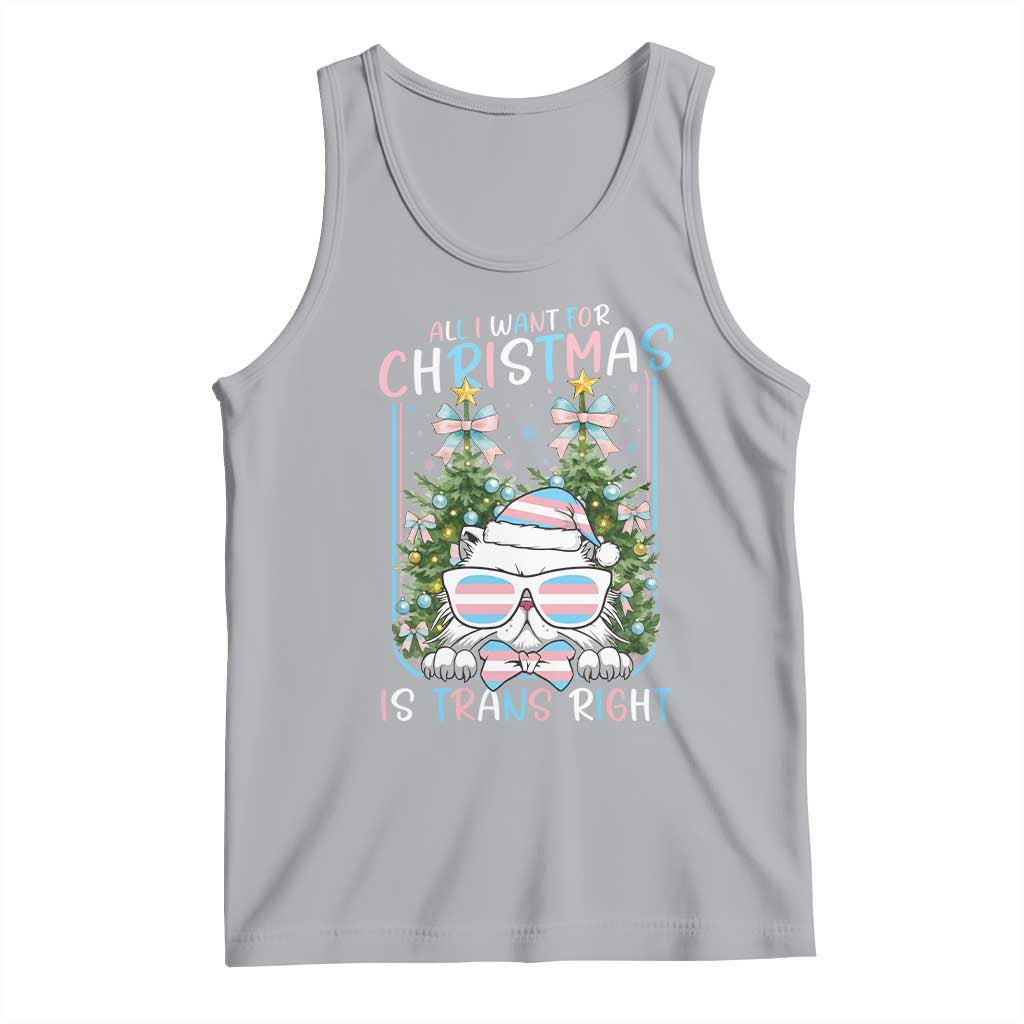 Funny Santa Cat Trans Pride Tank Top All I Want For Christmas Is Trans Rights - Wonder Print Shop