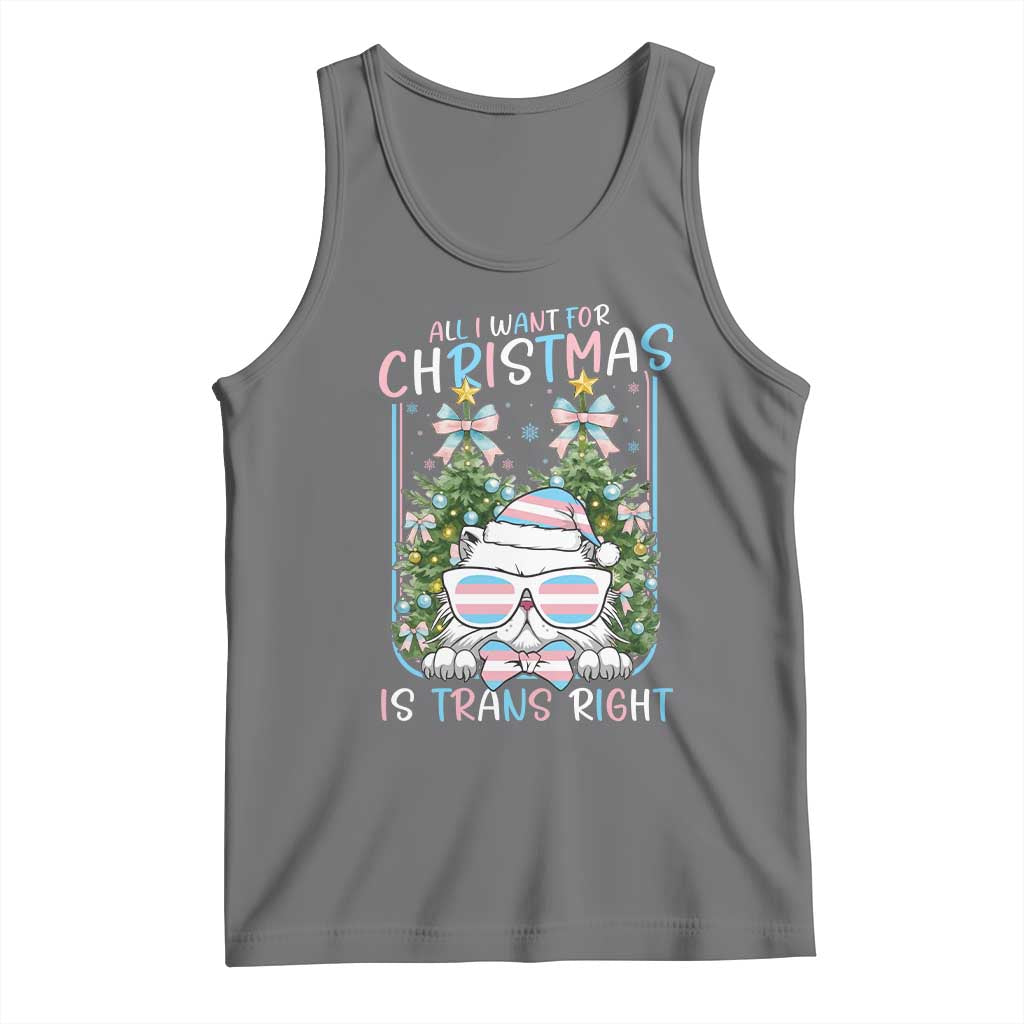 Funny Santa Cat Trans Pride Tank Top All I Want For Christmas Is Trans Rights - Wonder Print Shop