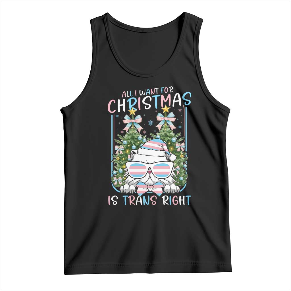 Funny Santa Cat Trans Pride Tank Top All I Want For Christmas Is Trans Rights - Wonder Print Shop