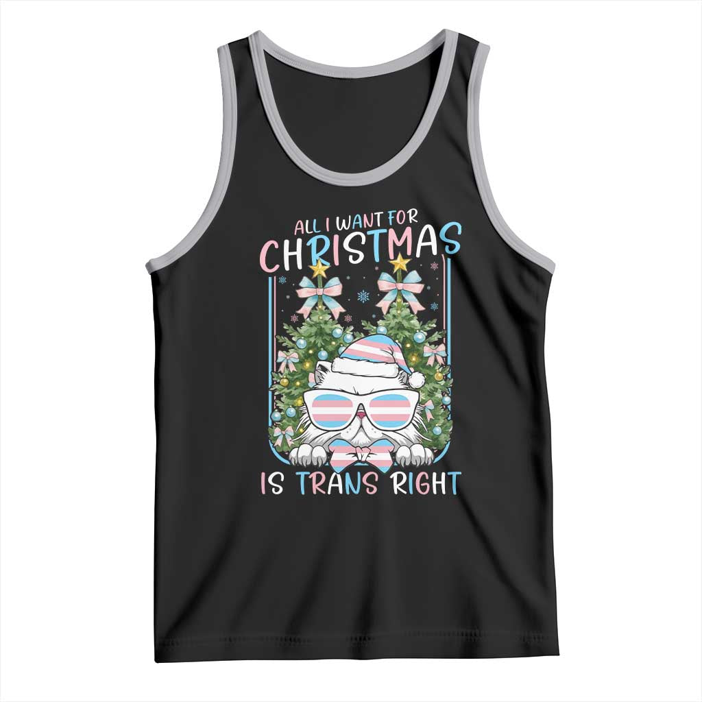 Funny Santa Cat Trans Pride Tank Top All I Want For Christmas Is Trans Rights - Wonder Print Shop