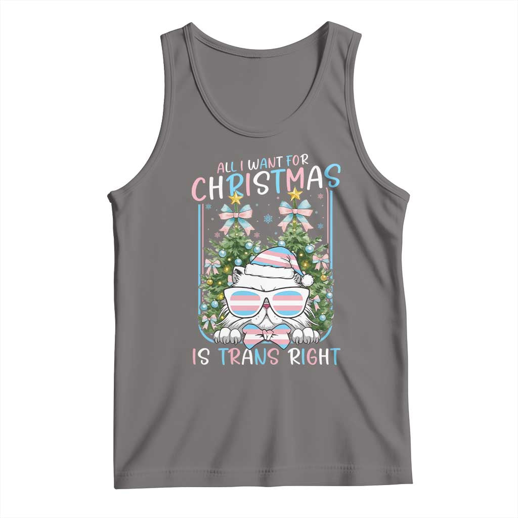 Funny Santa Cat Trans Pride Tank Top All I Want For Christmas Is Trans Rights - Wonder Print Shop