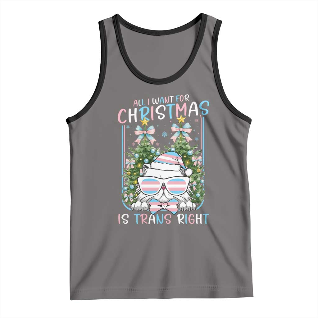 Funny Santa Cat Trans Pride Tank Top All I Want For Christmas Is Trans Rights - Wonder Print Shop