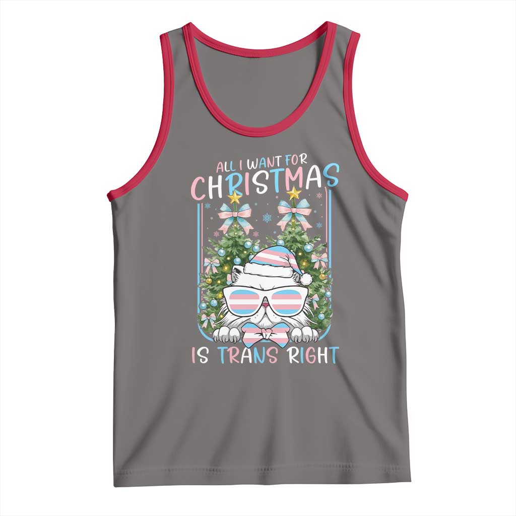 Funny Santa Cat Trans Pride Tank Top All I Want For Christmas Is Trans Rights - Wonder Print Shop
