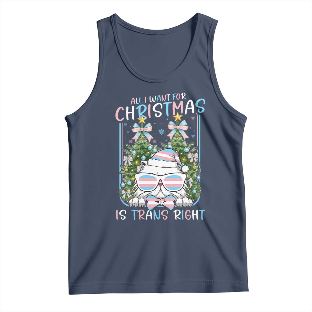 Funny Santa Cat Trans Pride Tank Top All I Want For Christmas Is Trans Rights - Wonder Print Shop