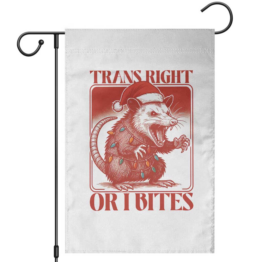 Funny Fierce Opossum Santa Garden Flag Trans Right Or I Bites Christmas Gift - Wonder Print Shop