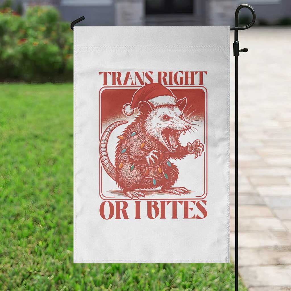 Funny Fierce Opossum Santa Garden Flag Trans Right Or I Bites Christmas Gift - Wonder Print Shop