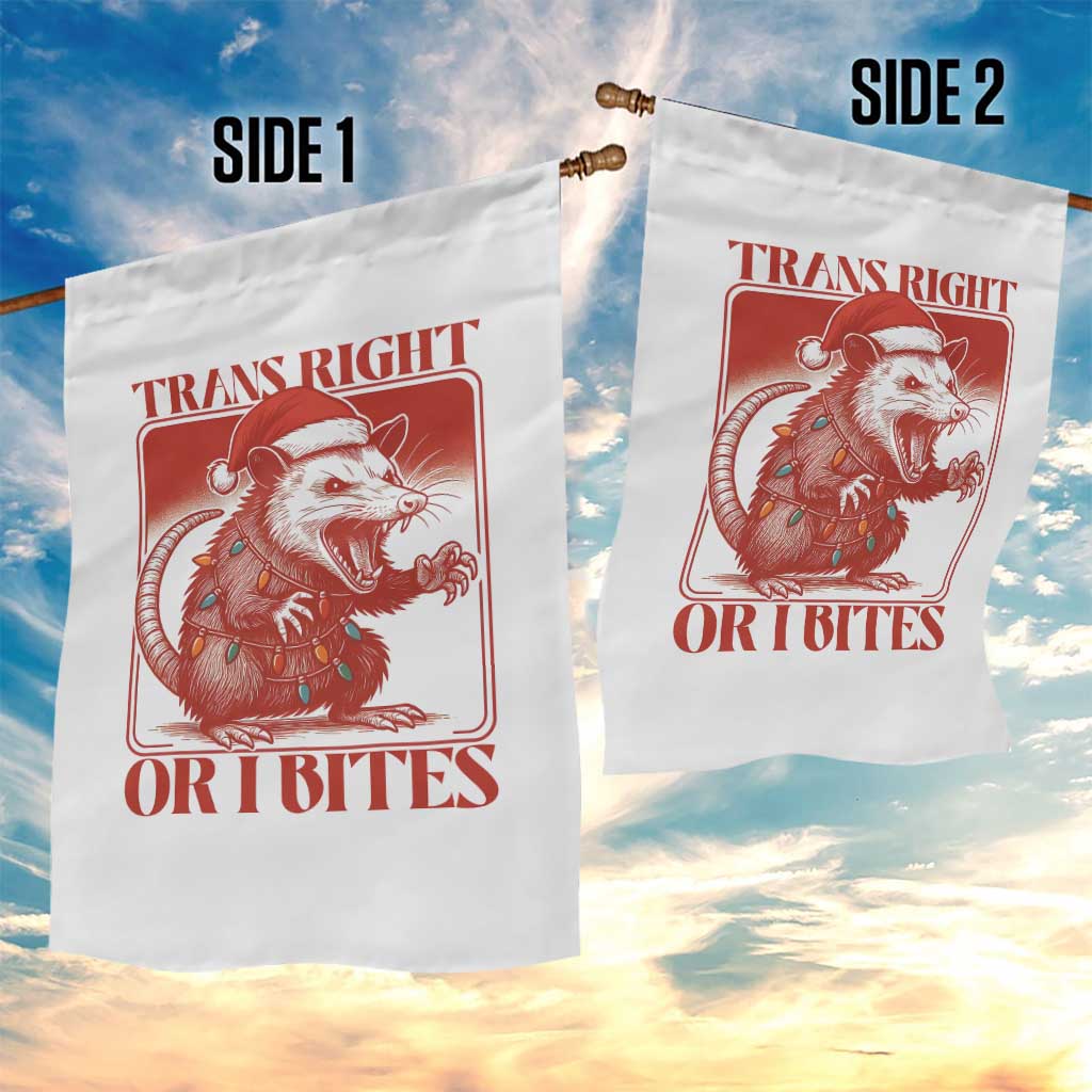 Funny Fierce Opossum Santa Garden Flag Trans Right Or I Bites Christmas Gift - Wonder Print Shop